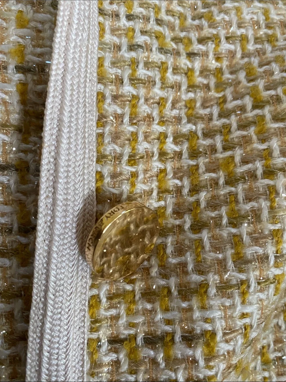 Tory Burch Stunning Sparkling Thread Gold Logo Buttons Logo Lined Jacket